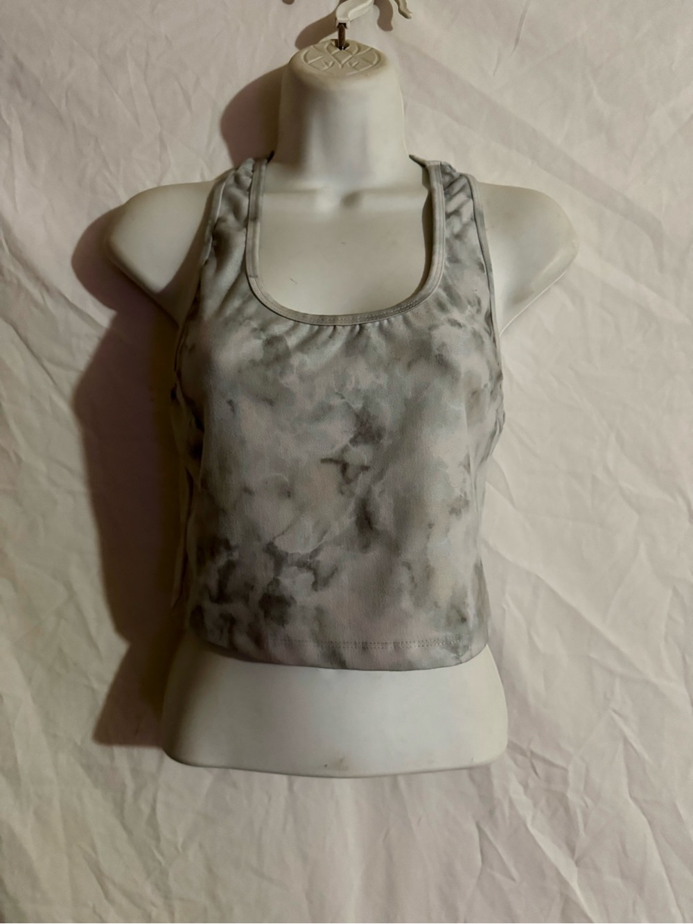 Evolution and Creation Gray Marble Racerback Crop Top